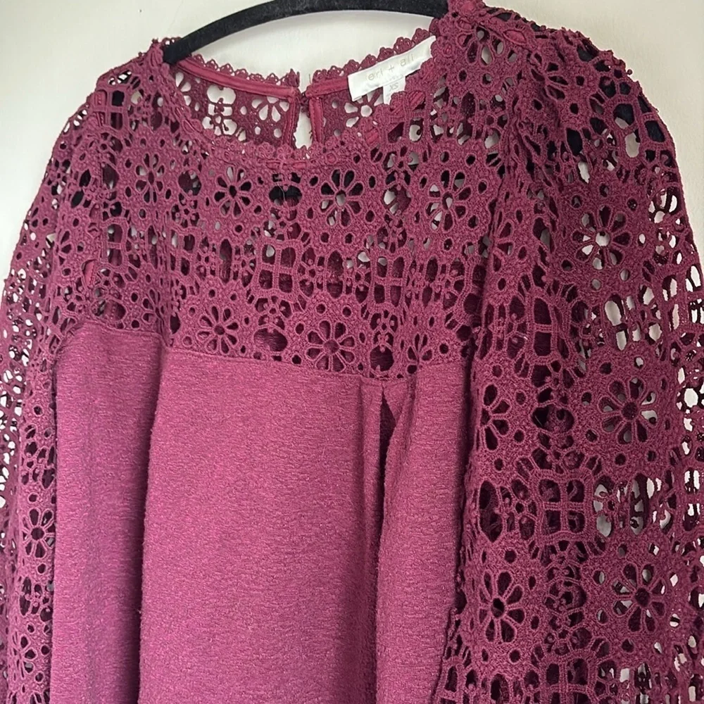 EUC Anthropologie eri + ali Purple Eyelet Knit Top XS​​​​